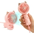 thumbnail image 1 of Mini ventilador portátil de mano, ventilador USB pequeño de viento fuerte de 3 velocidades con batería recargable, lindo ventilador de mano eléctrico personal para niñas/mujeres/niños rosa, 1 of 5