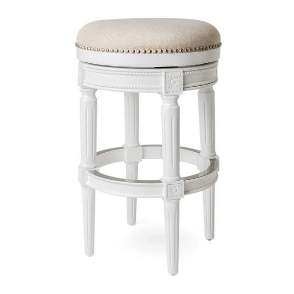 Open Box Maven Lane Pullman Backless Swivel Stool, Alabaster White, Bar Height