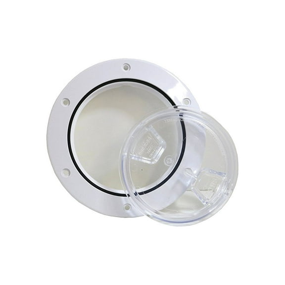 Sump Cover Inspection Port - White with Clear 4" Screw-off Window