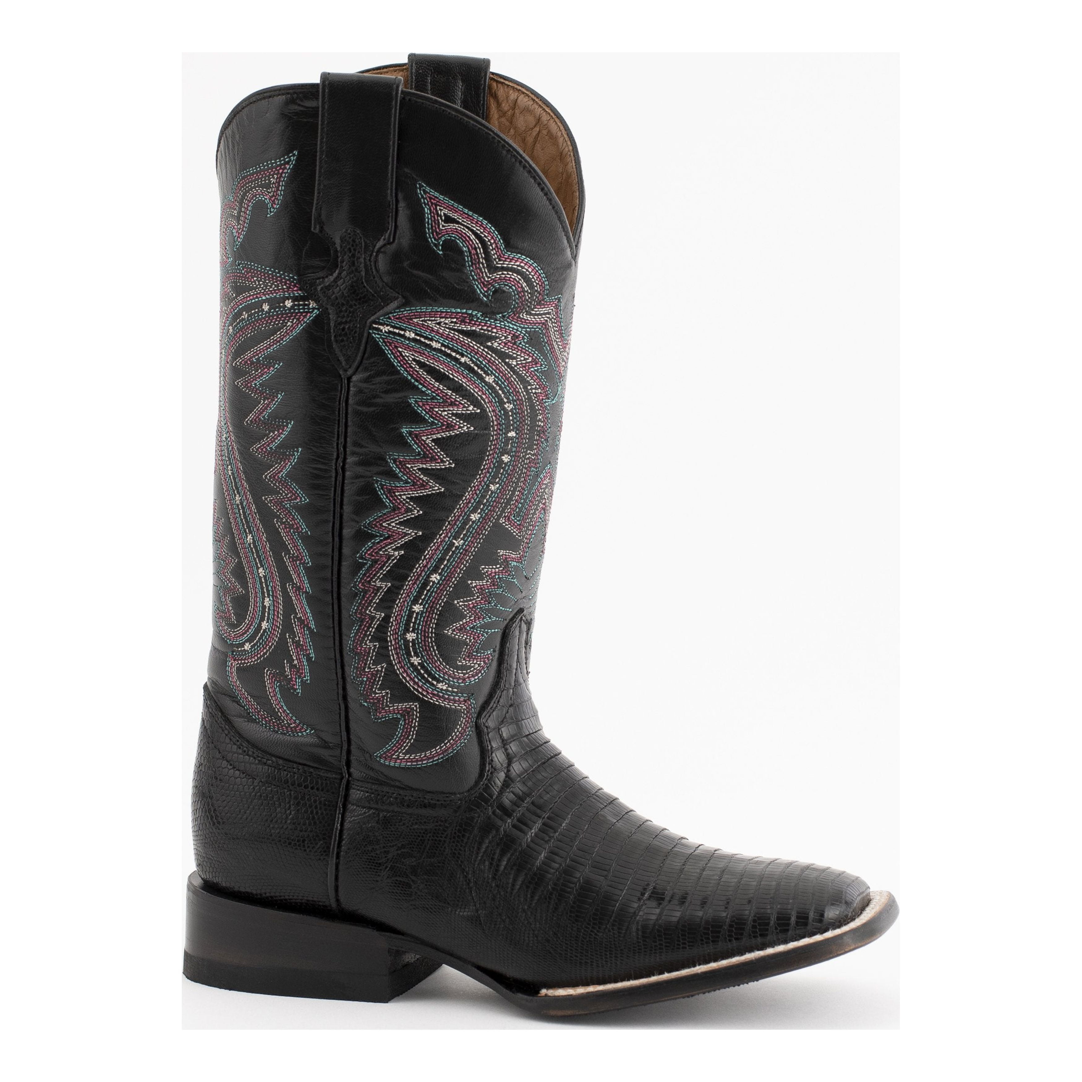 Women s Ferrini Taylor Teju Lizard Boots Handcrafted Black Walmart