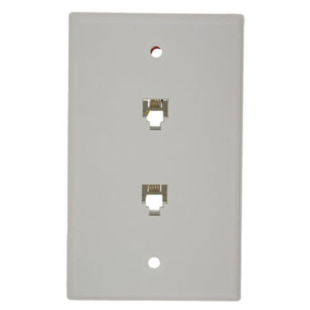 Duplex Phone Jack Wall Plates - Leviton White Dual Phone Jack Wall Plate 6P4C 625B3 Duplex Telephone 40944-W