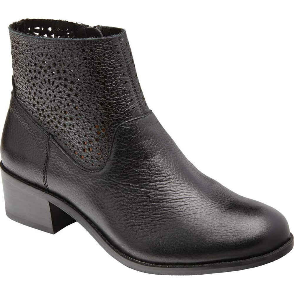 Vionic - Women's Vionic Luciana Ankle Boot Perforated Black Tumbled Leather 8 M - Walmart.com