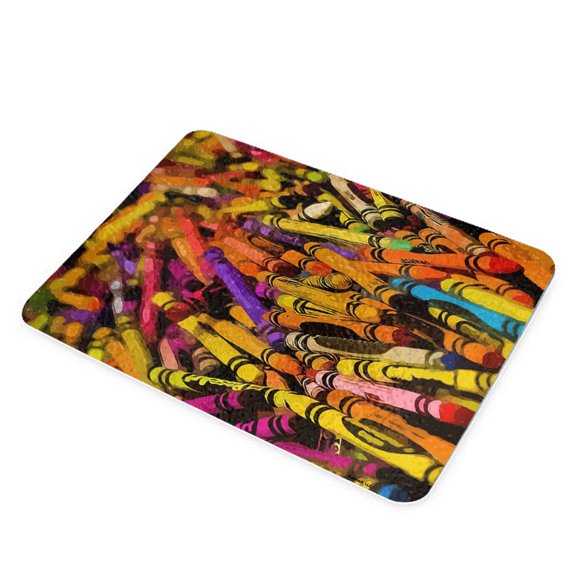 KuzmarK Glass Cheese Cutting Board 11"x7.75" - Color Crayons