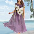 thumbnail image 2 of KLHDSF Dresses For Women Bohemian Floral Print Short Sleeve Dress Loose Casual Summer Vacation Purple XXL, 2 of 6
