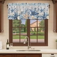 thumbnail image 6 of 2 Pack Valances for Window, Blue Coastal Starfish Short Curtains for Kitchen Bedroom Living Room, Beach Nautical Shell Eucalyptus Vintage Rod Pocket Small Window Treatment Valance Drapes 54 x 18 Inch, 6 of 8