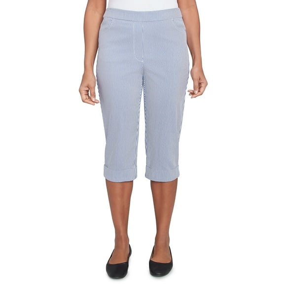Alfred Dunner Womens Striped Cuffed Clamdigger