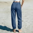 thumbnail image 4 of HADST Women's High-Waisted Tie-Waist Pants with Elastic Cuffs Lightweight Loose Fit Trousers for Beach & Vacation Summer Wear, 4 of 4