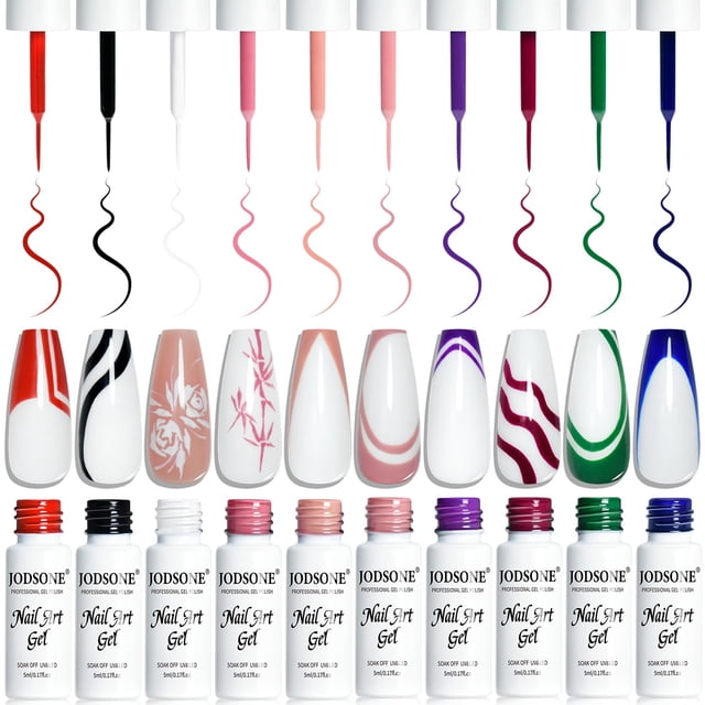 Set de delineadores en gel para decoración de uñas JODSONE, 10 unidades, esmaltes de uñas con efecto 3D