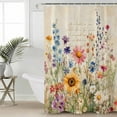 thumbnail image 4 of Shower Curtains Sets for Bathroom Decor Colorful Flower Leaves on Retro LetterWaterproof Bathroom Curtain with Hooks,Watercolor Floralfor Bathroom Decor,36x72IN, 4 of 7