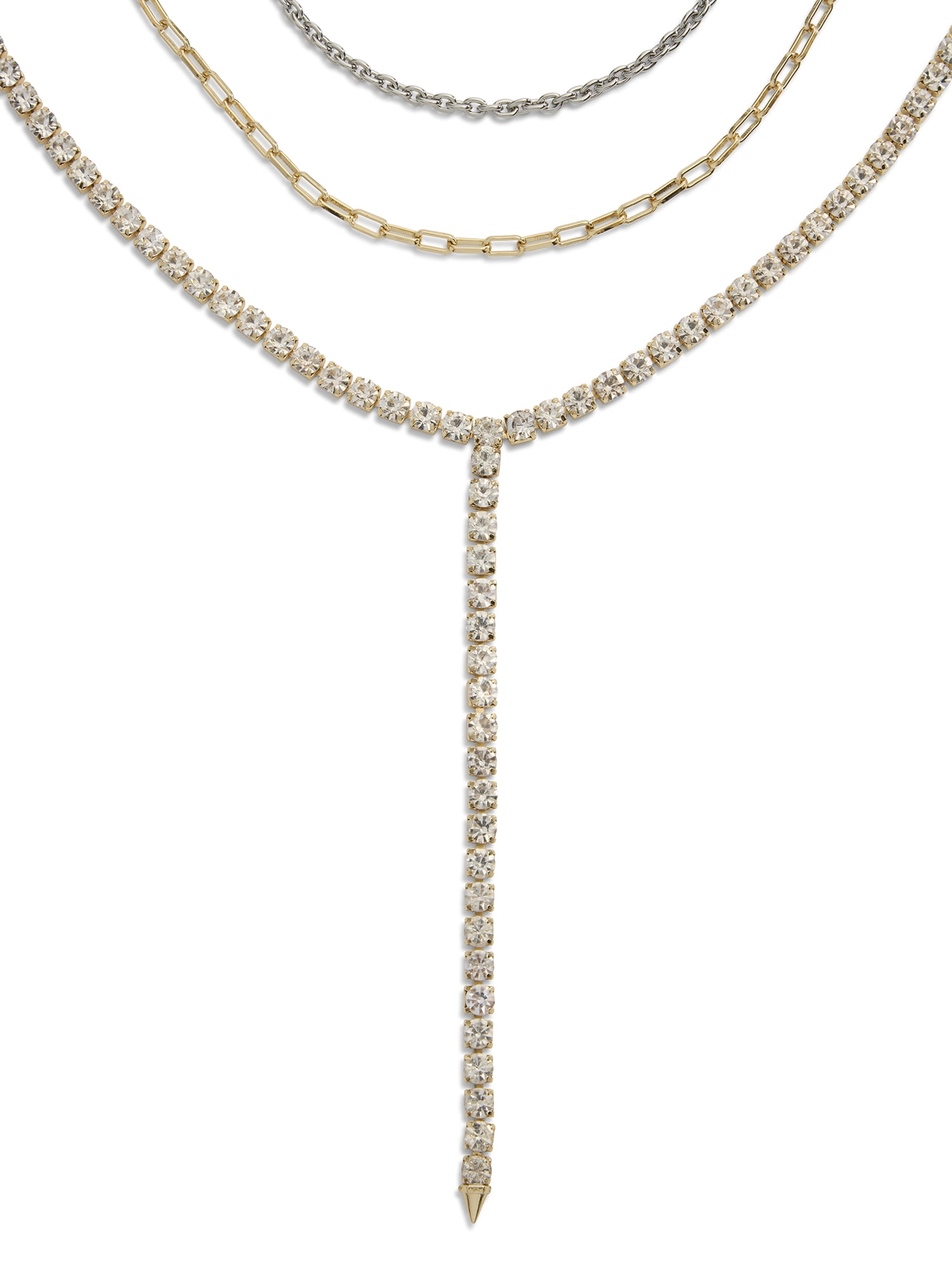 Madden NYC Women's Two Tone Western Rhinestone Y Necklace 3-Piece Set