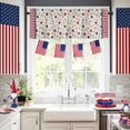 thumbnail image 2 of Independence Day Stars Stripe Curtain Valances for Kitchen Windows,Rod Pocket Short Valance USA Flag on Vintage Linen Window Treatment for Living Room Bathroom Bedroom,60" x 18"-1 Panel, 2 of 7