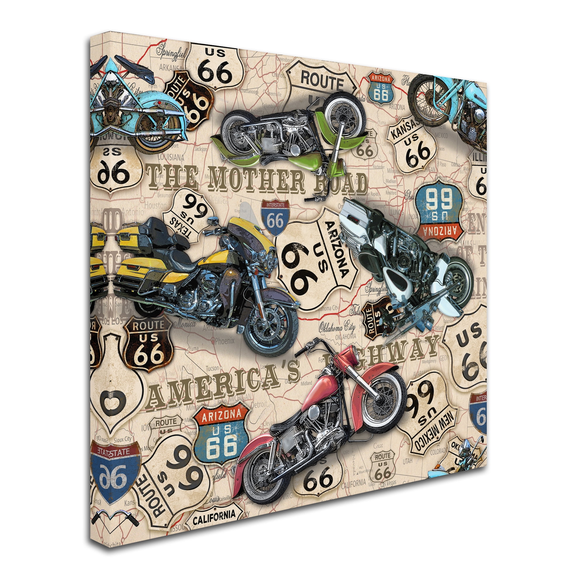 Trademark Fine Art 'Vintage Motorcycles On Route 66 9' Canvas Art by Jean Plout