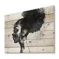 thumbnail image 2 of Designart 'Black and White Portrait of African American Woman I' Modern Print on Natural Pine Wood, 2 of 5