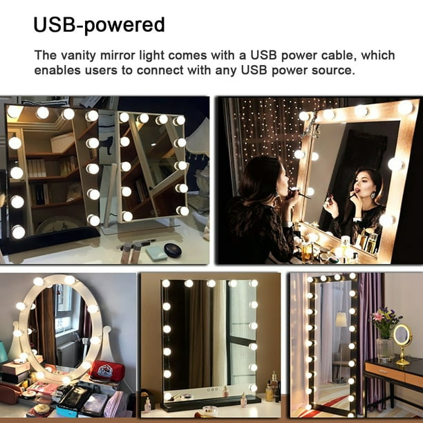 USB alimenté LED guirlandes lumineuses coiffeuse auto-adhésif