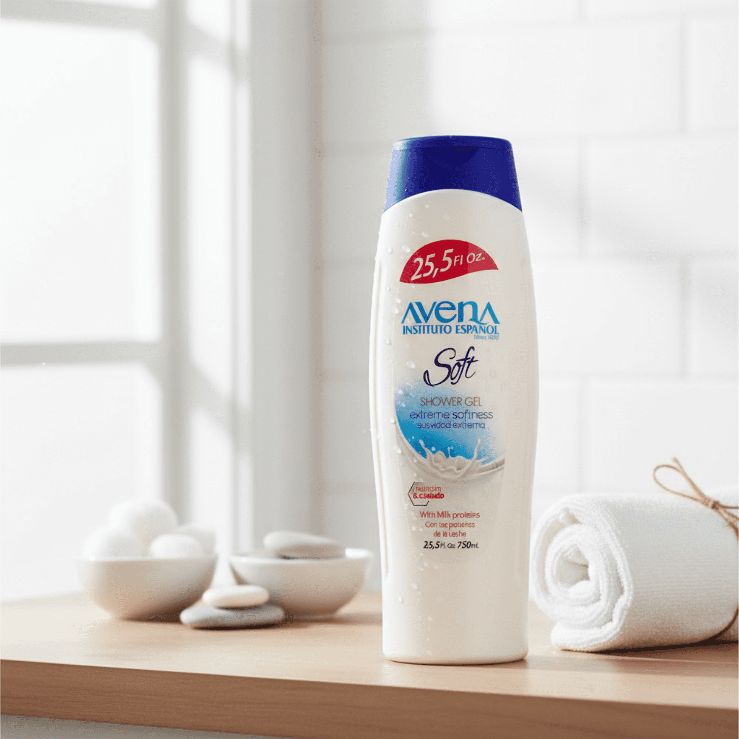 (2 pack) Avena Instituto Espanol Soft Body & Shower Gel, Fresh Sent, Unisex, All Skin Types, 25.5 fl. oz