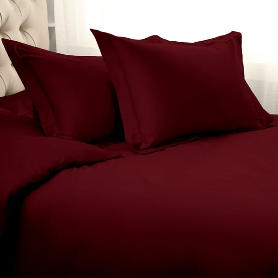 BNM Egyptian Cotton Duvet Cover Set, Full/ Queen, Burgundy