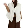 thumbnail image 4 of Htigea Womens Stand Collar Vest Fall Winter Sleeveless Jacket Zip Up Padded Vests Coats with Pockets White M, 4 of 8