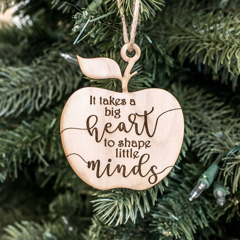 Ornament - It Takes a Big Heart to Shape Little Minds - Raw Wood 3x3in Ornament - It Takes a Big Heart to Shape Little Minds - Raw Wood 3x3in