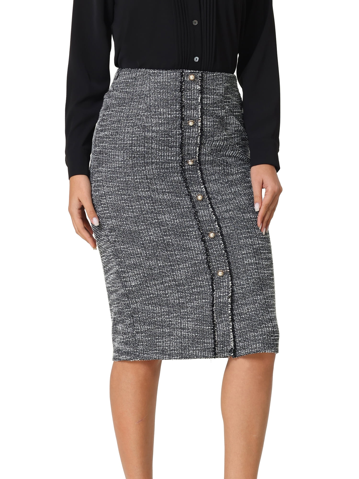 DARING DIVA Women's Tweed Pencil Skirt Knee Length for Casual Wear