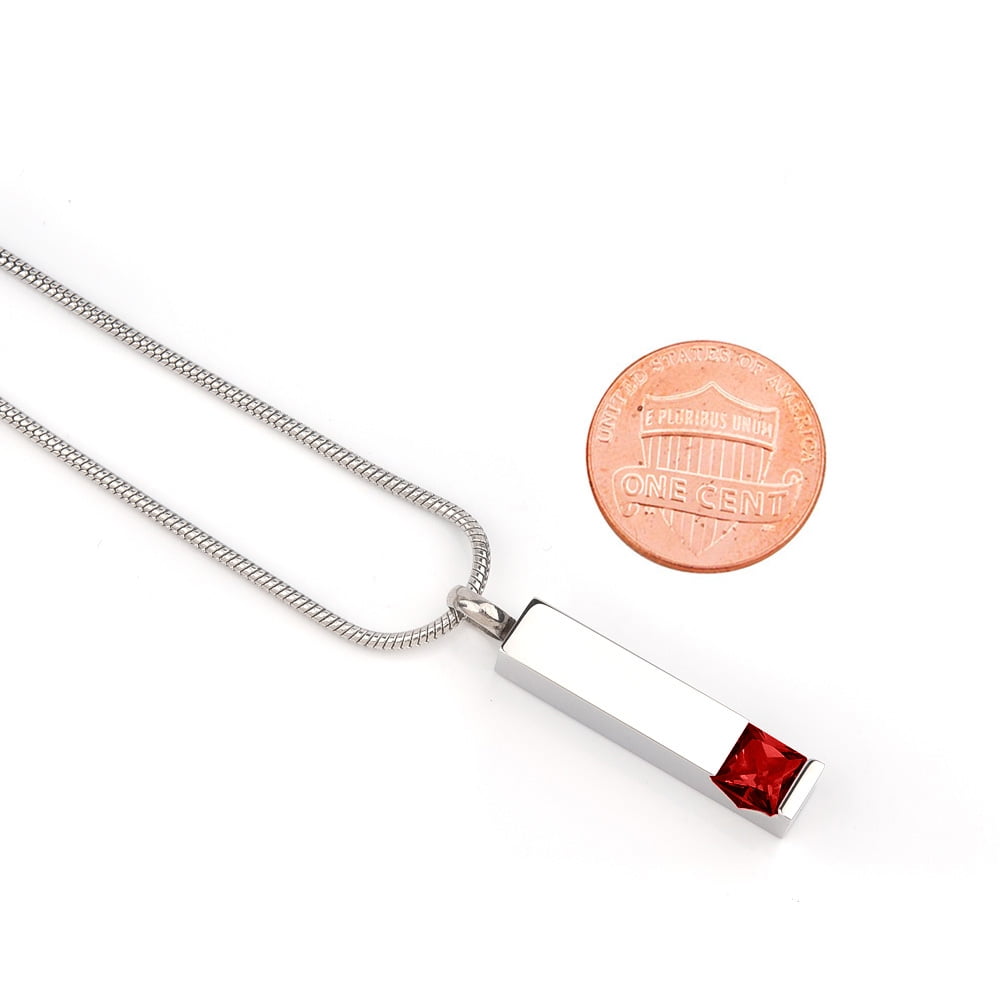 Cremation Jewelry Memorial Birthstone Bar Necklace Handcrafted Waterproof Human Ashes Urn Container with Free Funnel Kit and Velvet Jewelry Box [Jan]