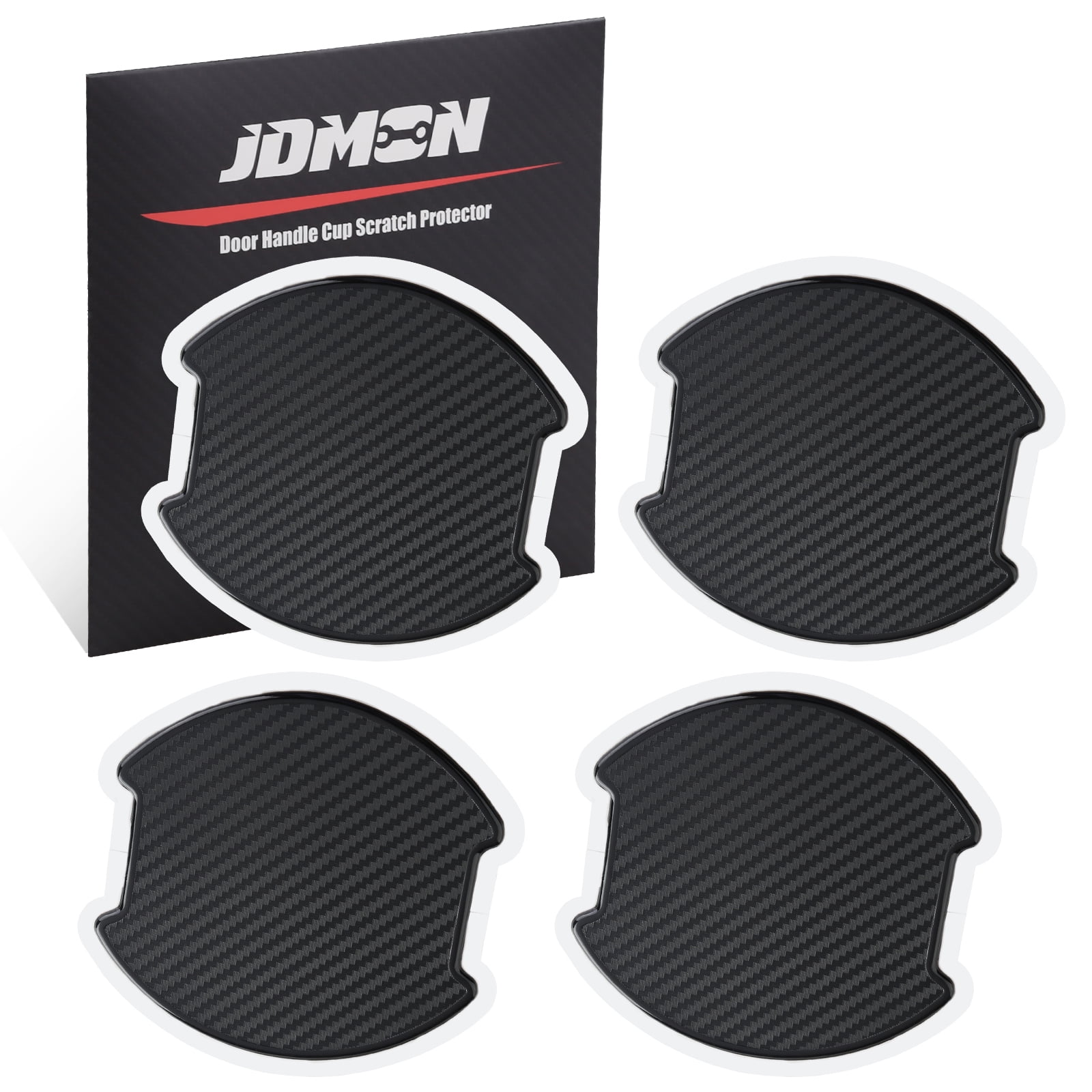 JDMON Car Door Handle Cup Scratch Protector 4Pcs Non-Marking TPU Carbon Fiber Texture Door Bowl 3D Sticker Universal Fit Door Handle Paint Cover Guard L 