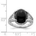thumbnail image 2 of 925 Sterling Silver Rhodium-plated Onyx and Diamond Ring, 2 of 2