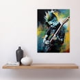 thumbnail image 2 of Punk Music Artwork Blue Yellow Guitarist Playing At Concert Vibrant Portrait Large Wall Art Poster Print Thick Paper 18X24 Inch, 2 of 5