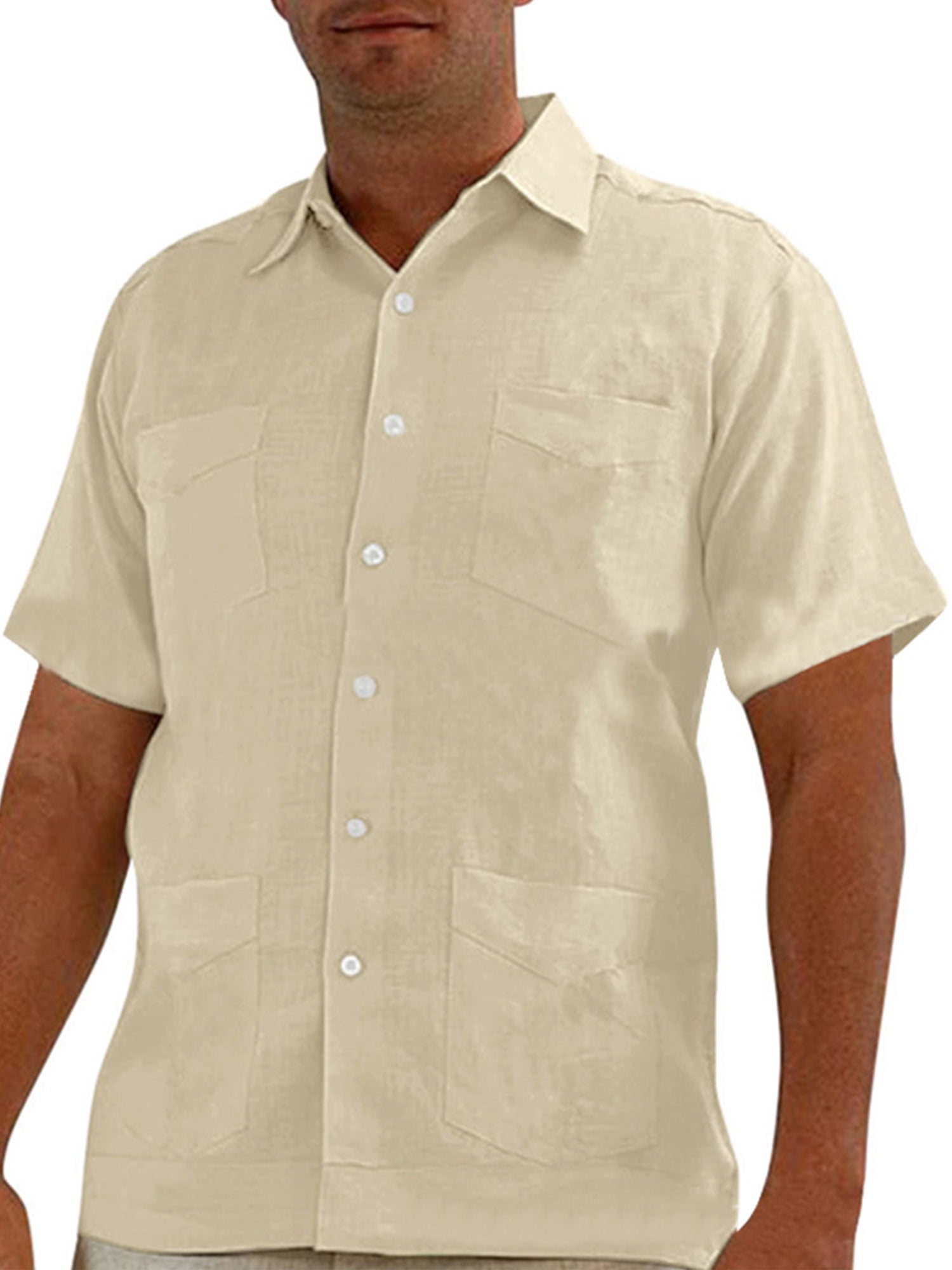 Mnyycxen Mens Work Shirt Long Sleeve Fishing Shirt Button Down Business Shirt with Pocket Big and Tall 