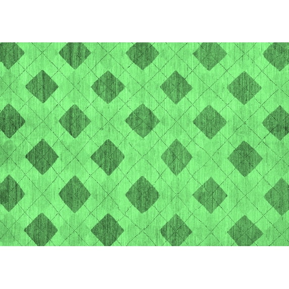 Ahgly Company Indoor Rectangle Abstract Emerald Green Modern Area Rugs, 7' x 10'