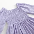 thumbnail image 3 of LJEFF Girls Long-Sleeve Dress, Square Neck Puff Sleeves Solid Colors Ruffled Casual Dresses for Kids Purple Size 4-5T, 3 of 7