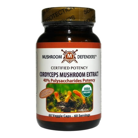 Cordyceps Mushroom - Cordyceps Mushroom Organic Extract 40% Polysaccharide Potency Mushroom Defenders 60 Veg Cap