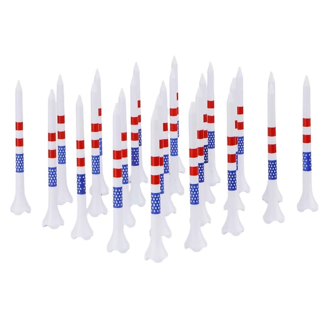 Visland Golf Tees Unbreakable Plastic Golf Tees Reduces Friction Side Spin Golf Accessories USA Flag Pattern Long Golf Tees Bulk