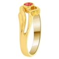 thumbnail image 2 of 14k Yellow Gold, Modern Design Ring Single Round Red CZ Jul Synthetic Birthstone Size 6, 2 of 3