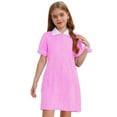 thumbnail image 2 of iixpin Girls Short Dress Collar Skater Tunic Causal Cute School Uniform Kids Party Dress for Summer Pink 8, 2 of 6