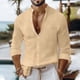 thumbnail image 1 of pstuiky manga larga para hombre, Camisa informal de manga larga con cuello alto y bolsillos para hombre, con botones y color liso camisetas de hombre xxxl, 1 of 8
