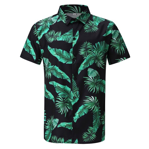Camisa de playa de manga corta hawaiana para hombre, camisas informales con botones de verano estampadas Pompotops oipoqjl28432