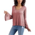 thumbnail image 1 of Lucky Brand Womens Flare Sleeve Thermal Blouse, Pink, Small, 1 of 1