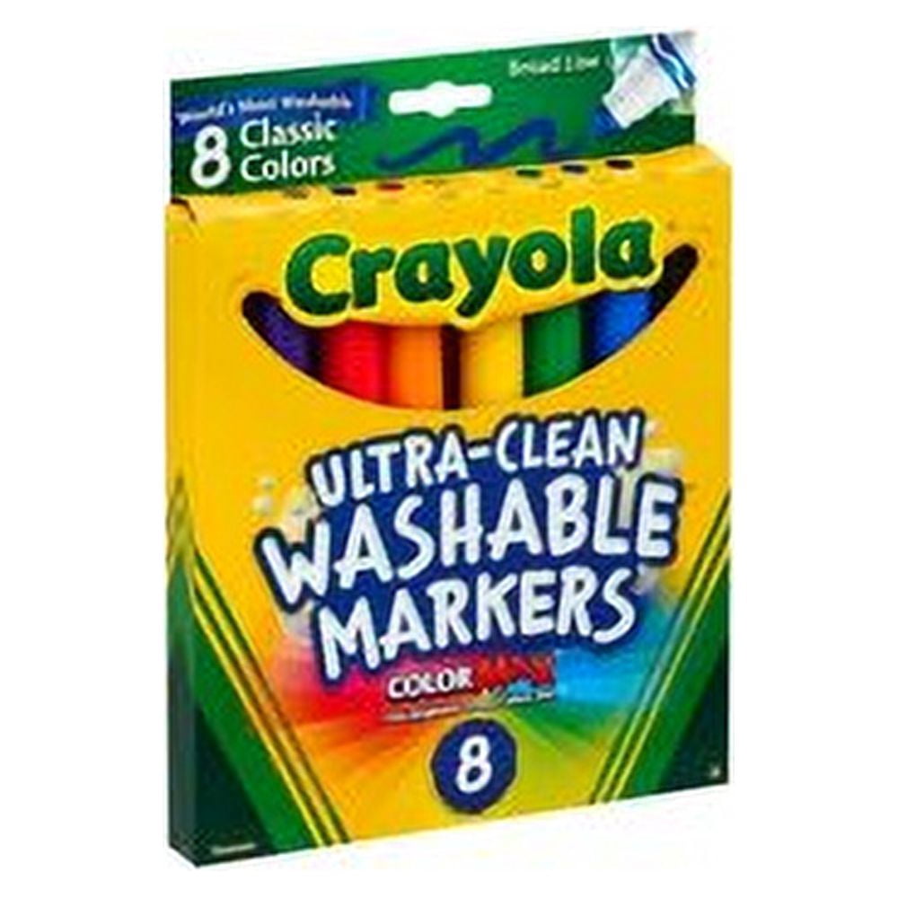 Crayola Broad Line Washable Markers Color Max, 8 Classic Colors (4 Packs)