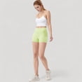 thumbnail image 3 of Women's High Waist Workout Shorts with Side Pockets and Seam-Contoured Fit for Flexible Movement - Large, Green, 3 of 6