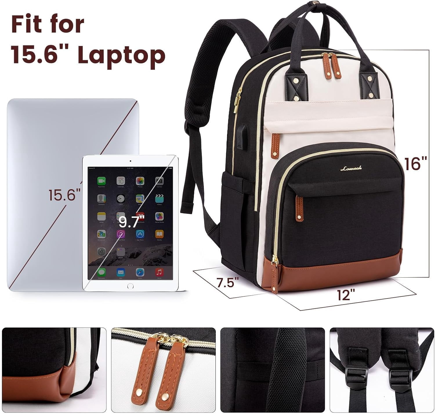 LOVEVOOK Backpack for Women, Fits 15.6 Inch Laptop Bag, School Backpacks, Fashion Travel Work Anti-theft Bag, Business Computer Waterproof College Backpack Purse