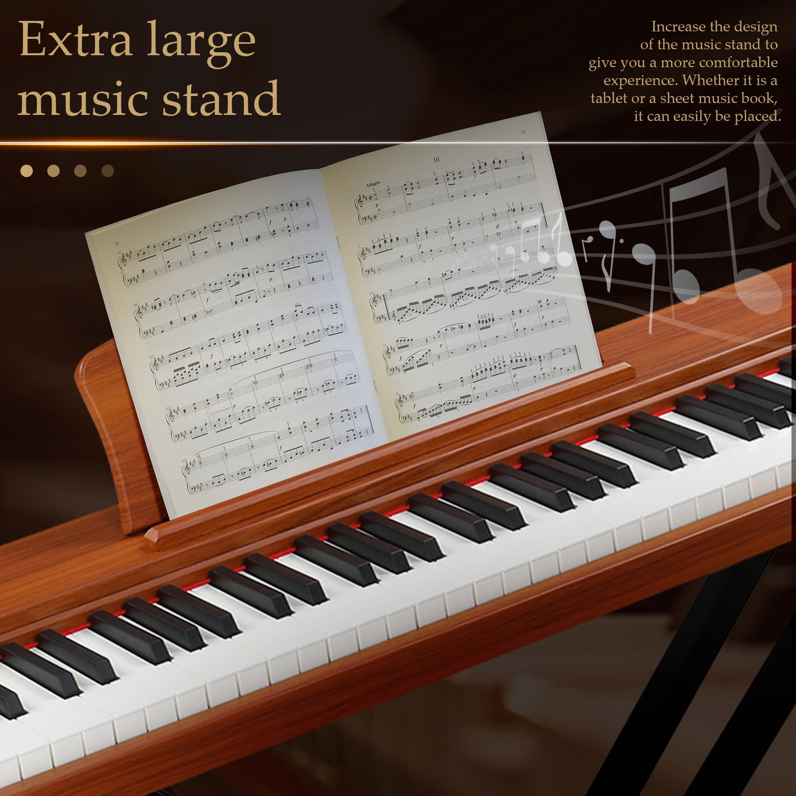 Zimtown 88-Key Digital Piano Semi-Weighted with Triple Pedal, Headphones, Walnut