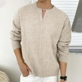 thumbnail image 2 of HAiming Mens Sweater Long Sleeve V Neck Casual Crewneck Cable Solid Color Loose Knit Pullover Tops, 2 of 8