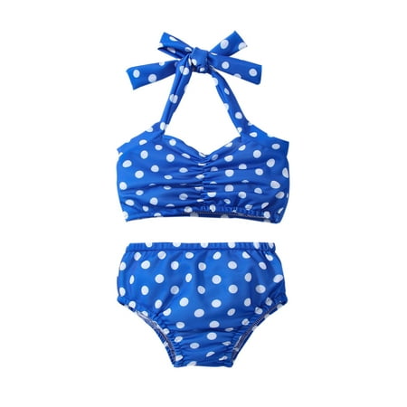 

Baby Girls Swimsuit Bikini Kids Toddler Polka Dot Swimsuits Halter Swimwear Beach Bathing Suit Bikinis Set