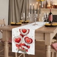 thumbnail image 6 of Valentine's Day Cotton Linen Table Runner for Dining Kitchen, Red Love Balloons Bottles Simple Romantic Wedding Outdoor Party Tablerunners, Dresser Scarf Coffee Tablecloth Runners 13x120 Inches, 6 of 8