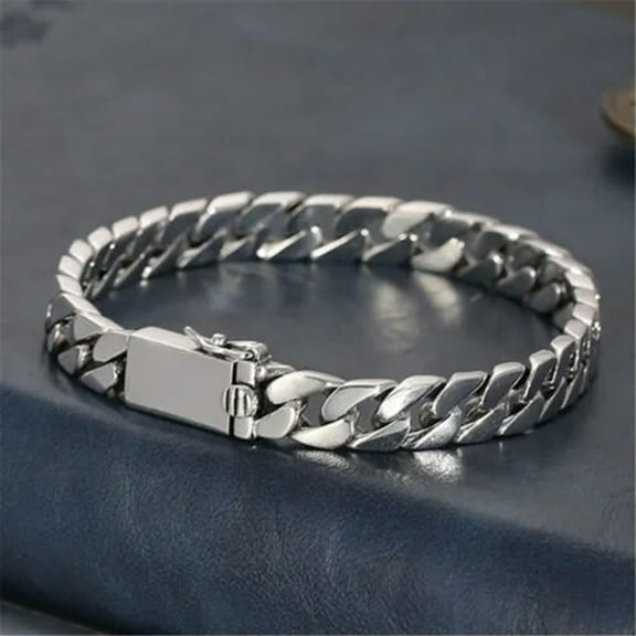 K-KED Real 925 Sterling Silver Bracelet Men Women Solid 8mm Curb Link Bracelet 7-8inch-20cm/7.5inch-35-36g