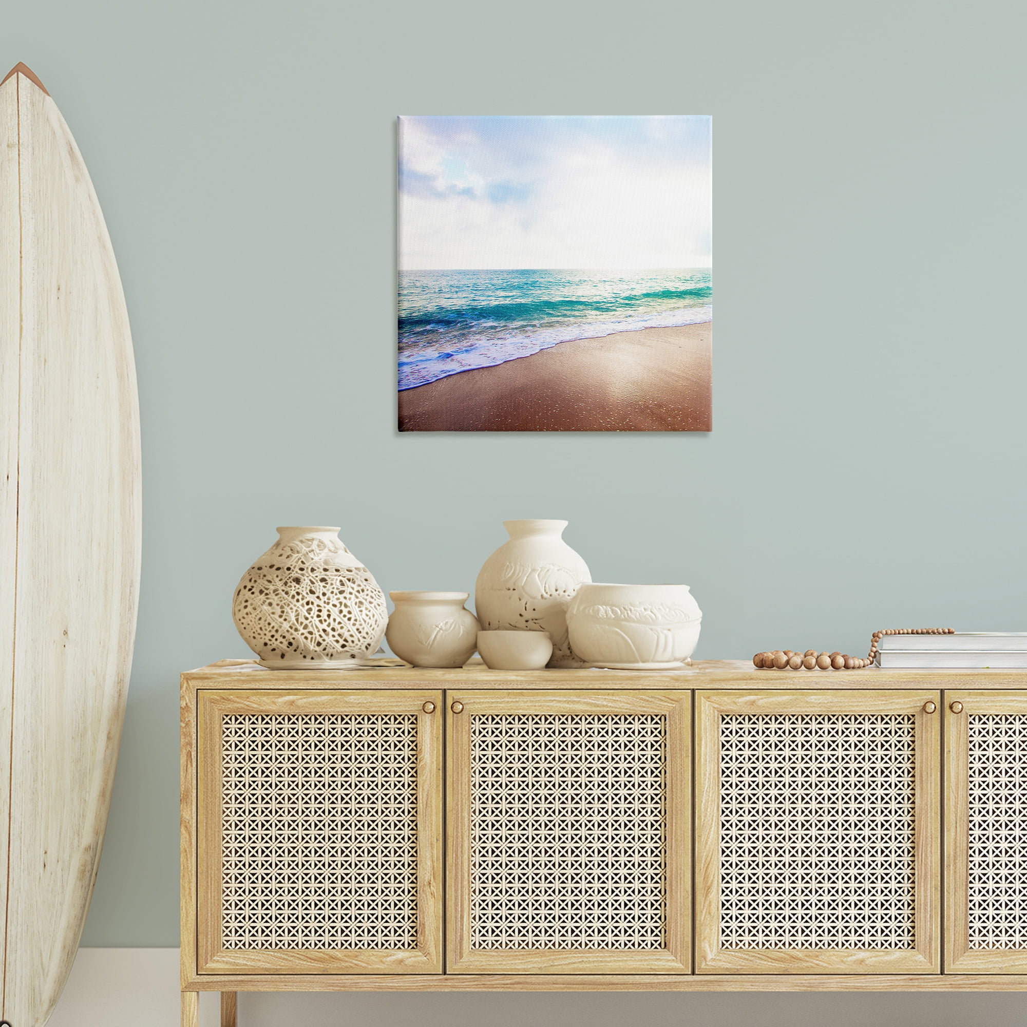 Stupell Industries Sun Shining over Beach Nautical & Beach Photography Wrapped Canvas Art Print Wall Art, 30 x 30
