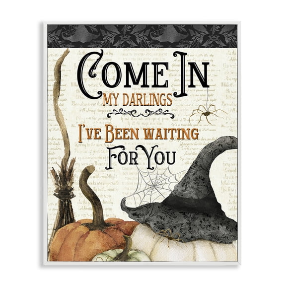 Stupell Industries Traditional Spooky Witch Phrase White Framed Giclee Art, 16 x 20, by Deane Beesley