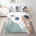 thumbnail image 2 of Homewish Botanical Flowers Leaves 7 Pieces Bedding Comforter Set For Children Teens Adults,Abstract Minimalist Stripes Full Bedding Set Lightweight,Vintage Aesthetic Fitted Sheet Flat Sheet, 2 of 8