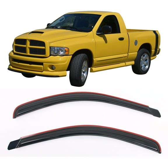 Ikon Motorsports In-Channel Window Visors for 2002-2009 Dodge Ram 1500 2500 3500 Standard Cab Acrylic Smoke/Tinted Deflectors 2PCS