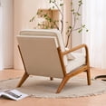 thumbnail image 4 of IVV Linen Upholstered Accent Chair with Solid Wood Frame, Modern Lounge Armchair with Waist Pillow, Comfy Reading Sofa Chair for Living Room Bedroom Small Spaces (Off White), 4 of 9
